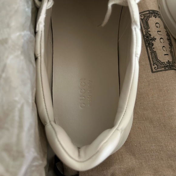 AUTHENTIC RHYTON GUCCI LOGO LEATHER SNEAKERS 39.5 9.5 NIB - Picture 4 of 7